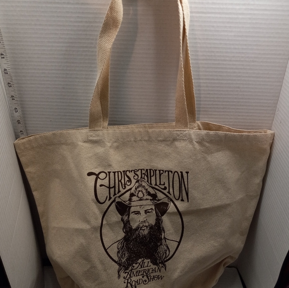Chris Stapleton Q-Tees Canvas Fabric 15 1/2 in long x 20 in wide Cream Tote Bag - Picture 10 of 10